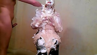 No pajamas in bed foam pieing for busty woman.