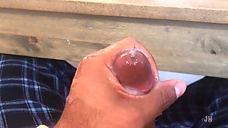 Moaning & Jerking Off His Thick Hard Cock Till He Explodes - Lots of CUM!