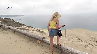 Sophia Lux gets naked and sucks dick at the beach